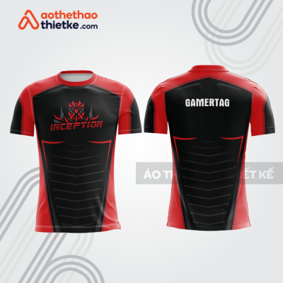 áo team esports màu đen đỏ - mặt trước và mặt sau